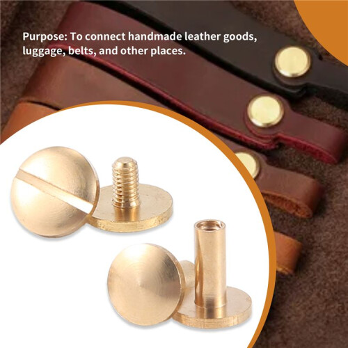 10x Arc Solid Brass Button Stud Screw Nail Screw back Leather Rivet Belt 10mm 2