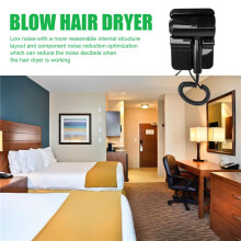 GMDQ Hot&Cold Wind Blow Hair Dryer Electric Wall Mount Bathroom Hotel Negative Ion Blower with USB Bracket Black EU Plug