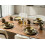Beliani Set of 16 Dinnerware NUTMEG Stoneware Beige/ Green 2