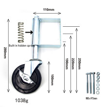 5 Inch Rubber Mute Spring Loaded Gate Door Wheel Caster Spring Wheel 100Kg Load Capacity Home Gate Door Roller Slider A