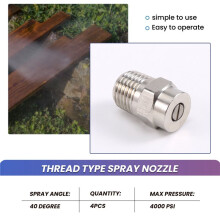 4 Pcs Pressure Washer Surface Cleaner Nozzle Replacement Thread Type Spray Nozzle to Water Broom and Undercarriage Cleaner,40 Degree 2.5 Orifice Spray