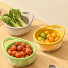 Hollow Drain Basket Kitchen Multifunctional Double-Layer Fruit and Vegetable Portable Basket Kitchen Storage B