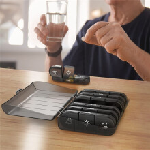 Portable Travel Pill Box Weekly Pill Organizer 3 a DayLight-Proof Pill Case Black Universal