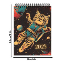 Calendrier Mural Space Cat 2025 sur le Thème des Animaux de Compagnie Calendrier pour Chat Parfait pour des Cadeaux Mémorables