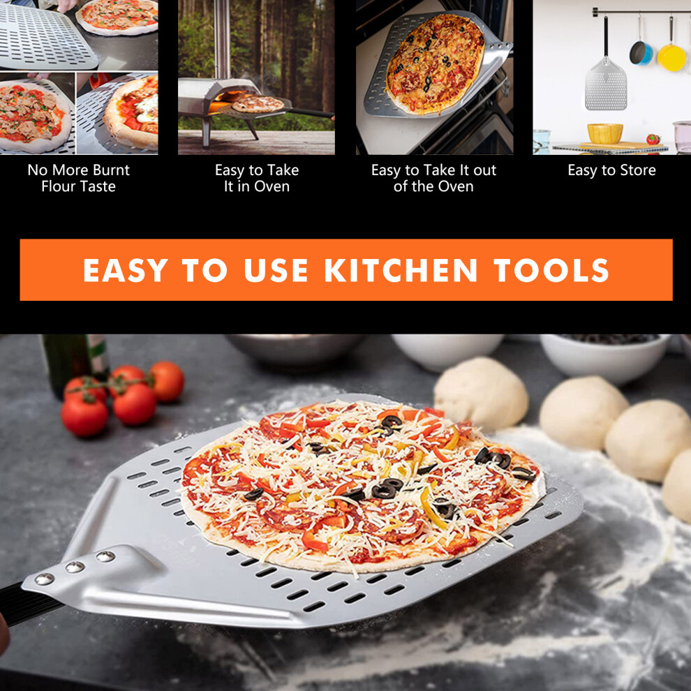 14-Inch Dural Punching Pizza Shovel Connecting Pizza Shovel Thick Oven Flipping And Transferring Pizza 16Inch Handle 4712128165054
