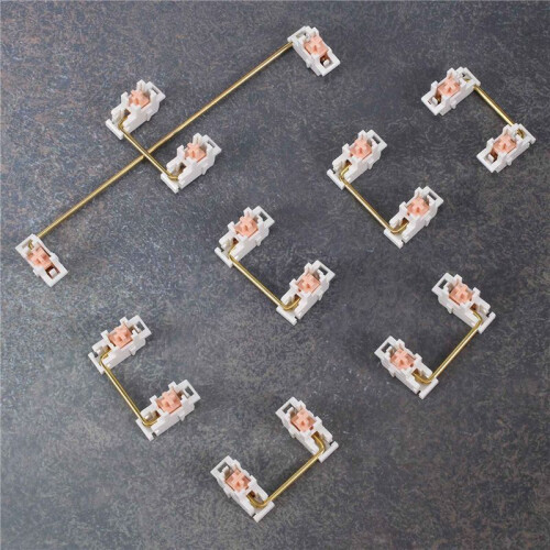 Gold Plated Plate Mounted Stabilizer for Custom Mechanical Keyboard 2U 6.25U (1+7, White ) 1