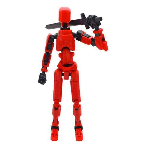 2X Robot Action Figure, 3D Printed with Full Articulation for Stop Motion Animation Red 1
