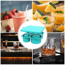 Silicone Ice Tray for Freezer Safe Ice Mold with Lid Hollow Cylinder Design Ice Tray 4-Hole Design Easy to Use