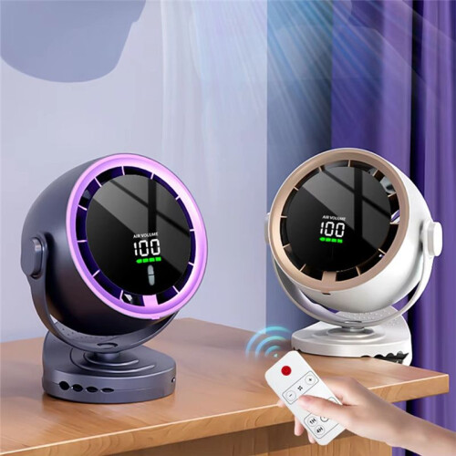 Digital Display Desktop Remote Control Fan 720 Rotation Adjustable Clip- Fan Office High Speed Turbine Powerful Fan B 1