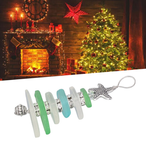 Sea Glass Christmas Tree Ornament, 6.2x3.1 cm