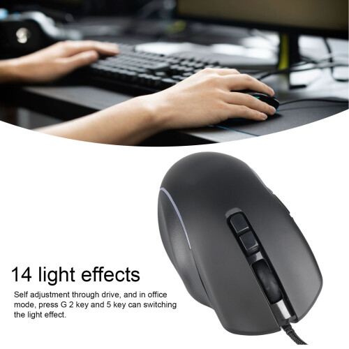 Wired Gaming Mouse 10 Buttons RGB Light 6 DPI ABS Black Type 1 2