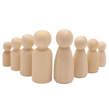 Wooden Peg Dolls, 112PCS Unfinished Decorative DIY Angel Tiny Doll Bodies Painted Natural Wooden People with Hats
