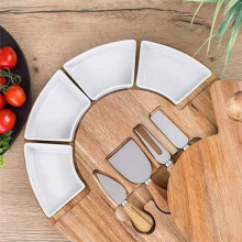 Meat Platter, Oak Cheese Board Set,with Knife and Bowl,Perfect for A Housewarming Gift.