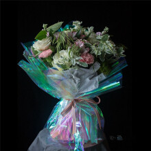 80 Pieces 59 cm x 57 cm Cellophane Wrap Paper Iridescent Film Gift Wrap Rainbow Flower Wrapping Packaging Paper Come