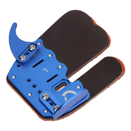 Blue Leather Archery Finger Tab for Right Hand, Fits 20-21cm Palm