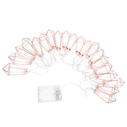 20LED Rose Gold Geometric String Lights for Indoor Decor, 3AA Batteries