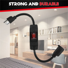 3 Prong Extension Cord with Waterproof , 1875W Heavy Duty Extension Cord with , 14AWG 1.5FT, 1 Pack US Plug