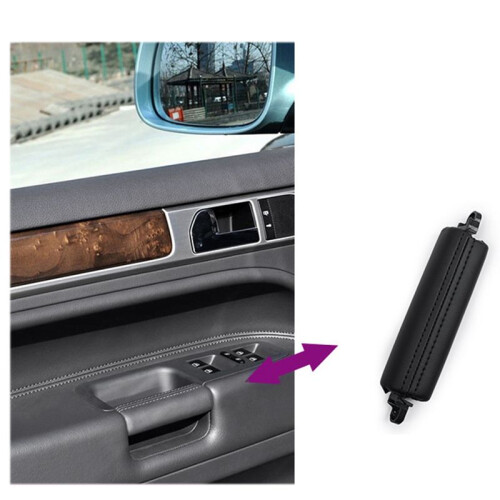 Car Interior Door Pull Handle Trim 7L6867161 for   2003-2010 Side Door Handle Inner PU Leather LHD RHD Black 2