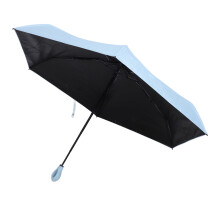 Sky Blue 5-Fold Mini Travel Sun Rain Umbrella, Compact & Portable