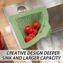 Panier D'Angle D'Évier en Silicone avec Vidange Automatique, Égouttoir et Panier de Rangement pour la Cuisine, Idéal pour les Déchets et Restes
