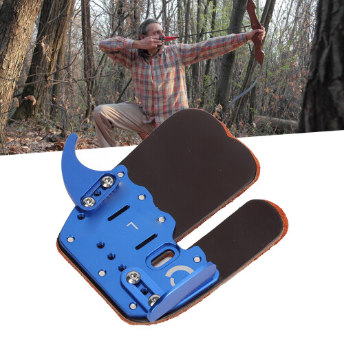 Blauer Lederbogen-Archer-Fingertab für die rechte Hand, 20-21 cm Handfläche 2