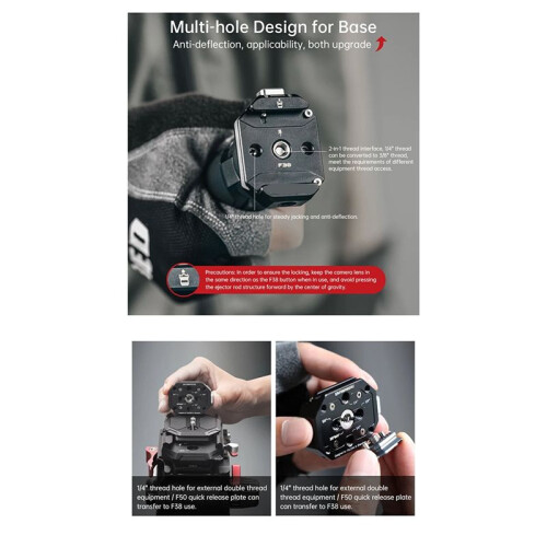 F38 Multi-Hole Quick Release Base Universal DSLR Camera Gimbal ArcaSwiss Quick  Adapter 1/4inch 3/8inch 2