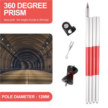 360 Degree Prism for Swiss Type Total Station Replace GRZ101 Prism Survey + 4 Poles with Soft Bag + a Bubble