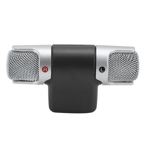 Mini Stereo Wireless Microphone Dual Channel 3.5MM ABS Black