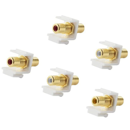 20-Pack RCA  Jack Insert Connector Socket Female Snap In Adapter Port Gold Plated Inline Coupler for Wall Plate 1