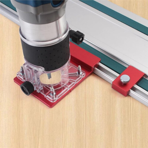 Aluminum Router Guide Rail Adapter with Limiter Rail Stop for Fixed Base Trim Routers, Compatible Most Router 2
