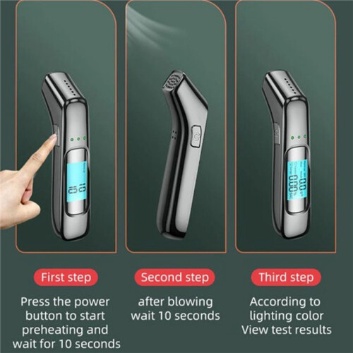 Professional Breathalyzer Alcohol Tester - Digital LCD Display, Portable, with 3-Color Indicator, Alcohol Detector 2