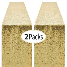2-Pack Gouden Tafellopers met Pailletten (30x27 cm) voor Feest- en Bruiloftsdecoraties