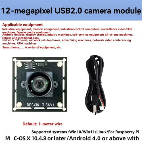 12MP IMX577 USB 2.0 Camera Module 100 Distortion-Free 4K/30fps Wide-Angle for Video Conferencing Face Recognition 2
