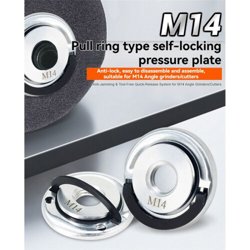 M14 Self-Locking Pressure Plate for Angle Grinder Tool-Free Quick Release Carbon Steel Rust-Proof No Wrench Needed 2