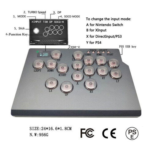 16Keys Game Keyboard Hitbox Leverless Controller Fighting Gaming Joystick for Pc/Ps3/Ps4/Ps5/ Steam Arcade Pc Gift A 2