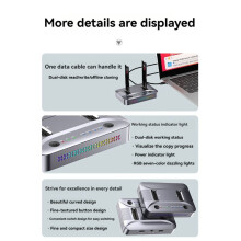 Estación de Acoplamiento SSD M.2 RGB NVME NGFF de Doble Bahía, USB 3.2 GEN2 Tipo C, Transferencia de Datos de 20 Gbps, Compatible con Clonador Sin