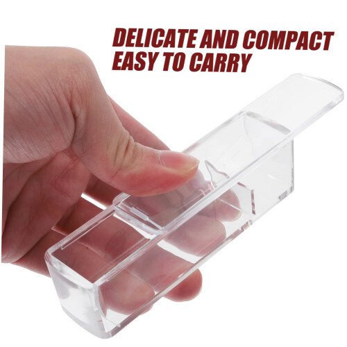Office Stamp Storage Box 5 Pack Clear Plastic Organizer Container for Desk with Smooth Sliding Access 2