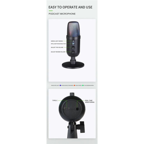 Wired USB Microphone Professional Condenser Microfone for Computer Recording Laptop Studio Game Singing Live Recording 2