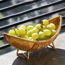 Imitation Rattan Baskets Bread Fruit Wicker Serving Tray Handwoven Plate Tray French Fries Boats Storage Bowls Platte