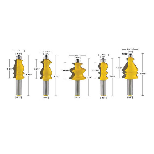 10 Bit Architectural Molding Router Bit Set-1/2 Inch Shank-Yonico 16101 2