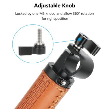 Camera Handle Grip with 19mm Rod Clamp & Leather Handgrip for Camera Shoulder Rig Mount Photography Studio Accessories