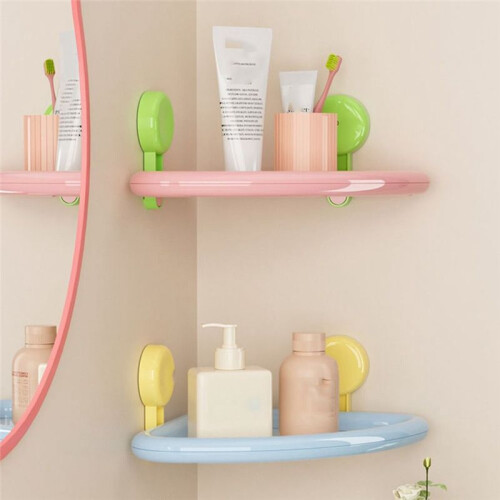Dopamine Color Triangle Shower Shelf - Wall Mounted, Drainable, Punch-Free Corner Storage 2