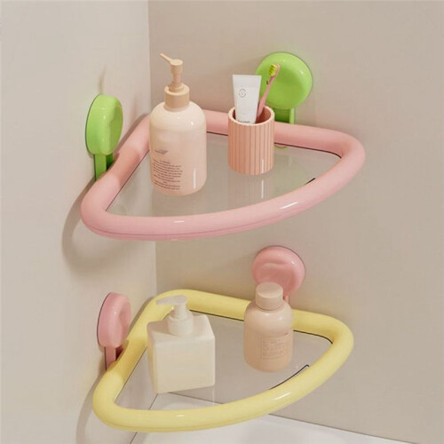 Dopamine Color Triangle Shower Shelf - Wall Mounted, Drainable, Punch-Free Corner Storage 2