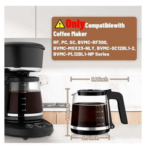 12 Cup Coffee Pot Replacement for  Maker RF, PC, SC, BVMC-RF300, BVMC-MSX23-NLY, BVMC-SC12BL1-2 2