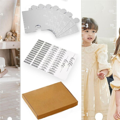Children Growth Chart Mirror, Puzzle Mirror Growth Chart for Wall, Kid'S Height Measuring Chart Wall Mirror 2