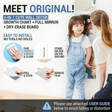 Children Growth Chart Mirror, Puzzle Mirror Growth Chart for Wall, Kid'S Height Measuring Chart Wall Mirror