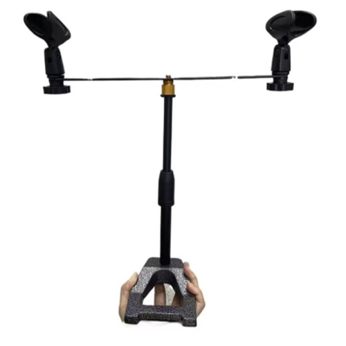 4 in 1 Microphone Clip Stereo T-Bar Thread Adapter Bar Mount Stand Tripod Floor Stand for Interview Speech Chorus Studio 1
