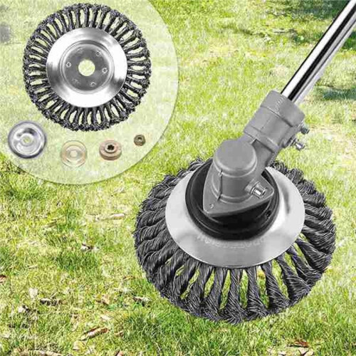 Roda de Arame de Aço de 6 Polegadas para Roçadeiras, Adequada para Aparadores de Grama, com 4 Adaptadores, Acessórios para Cortadores de Grama 2