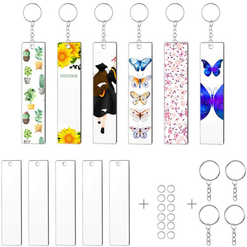 360 Pieces Rectangle Acrylic Key Chain Blank Transparent Acrylic KeyChain Blank 2