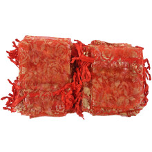 100Pc 7x9cm Rose Organza Drawstring Gift Jewelry Bags Pouches Wedding Xmas Party Gifts Bags Red
